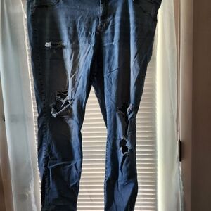 Women's Distressed Blue Jeans